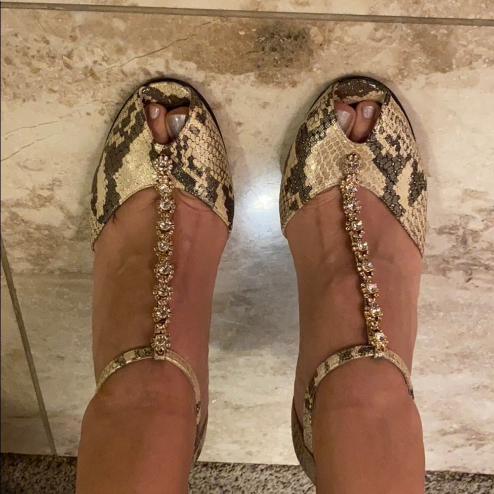 Stuart Weitzman Gold Python Heels